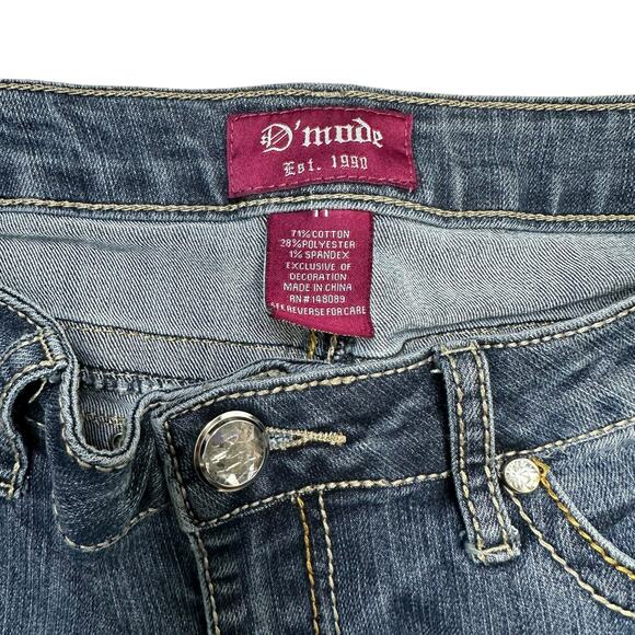 Vintage 90s D'Mode Flair Bootcut Jeans Embellished Rhinestone Size 11 - Picture 3 of 5